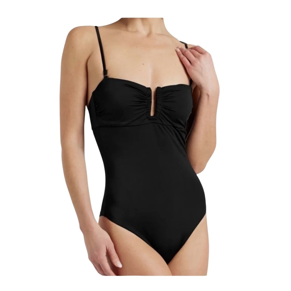 Onia Pauline One Piece Swimsuit Black Solid Sweetheart Keyhole luxury NWT XS